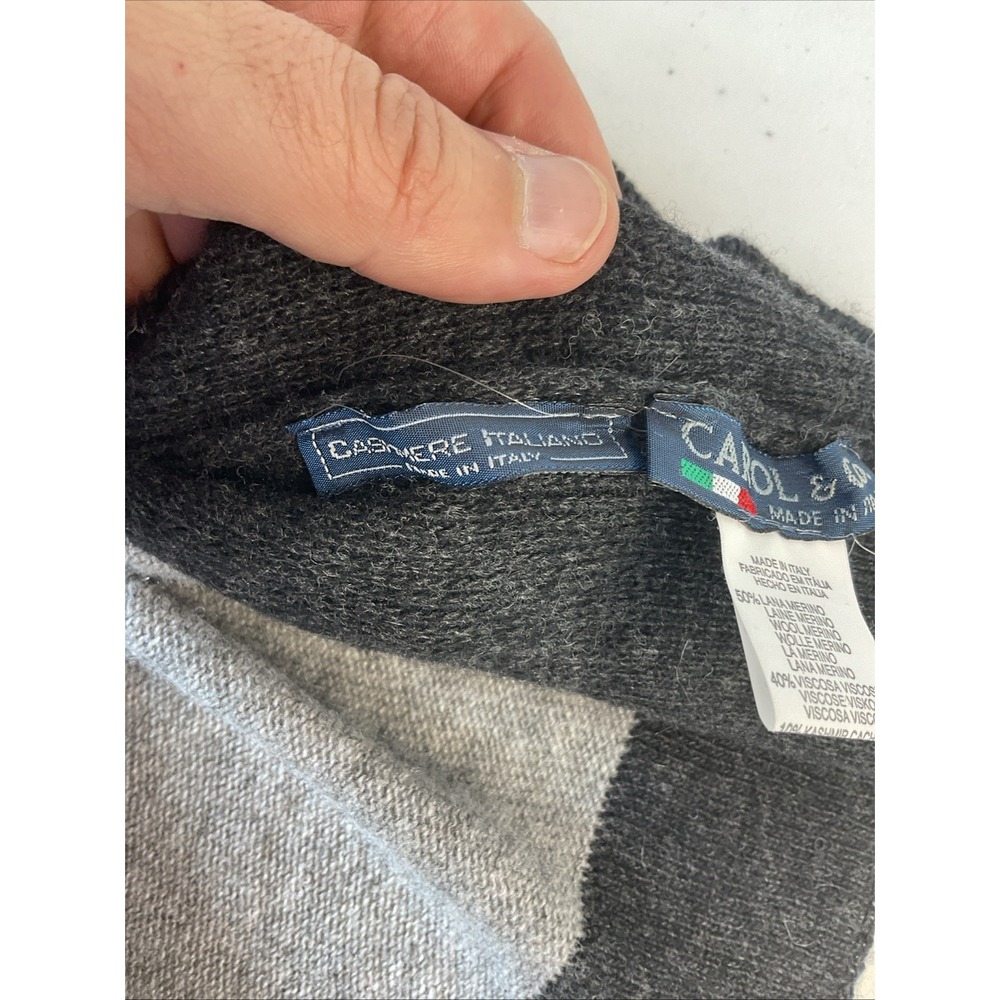 Carol & Co Roma Italy Made Cashmere Blend Gray Asymmetrical Shawl Poncho OS - Picture 4 of 7